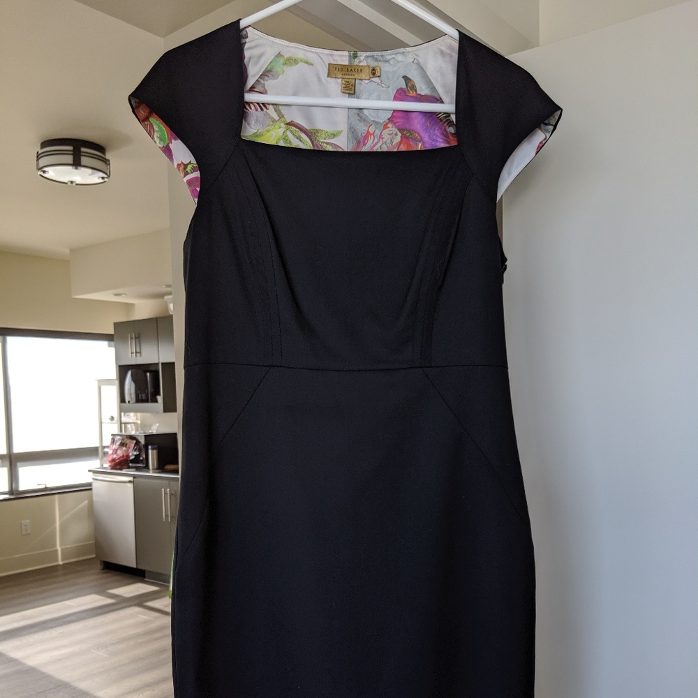 Ted Baker Square Neckline Black Dress